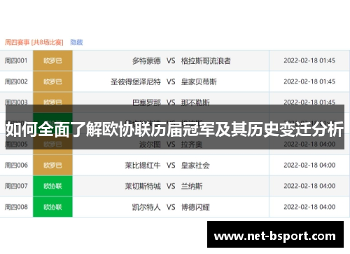 如何全面了解欧协联历届冠军及其历史变迁分析 如何全面了解欧协联历届冠军及其历史变迁分析